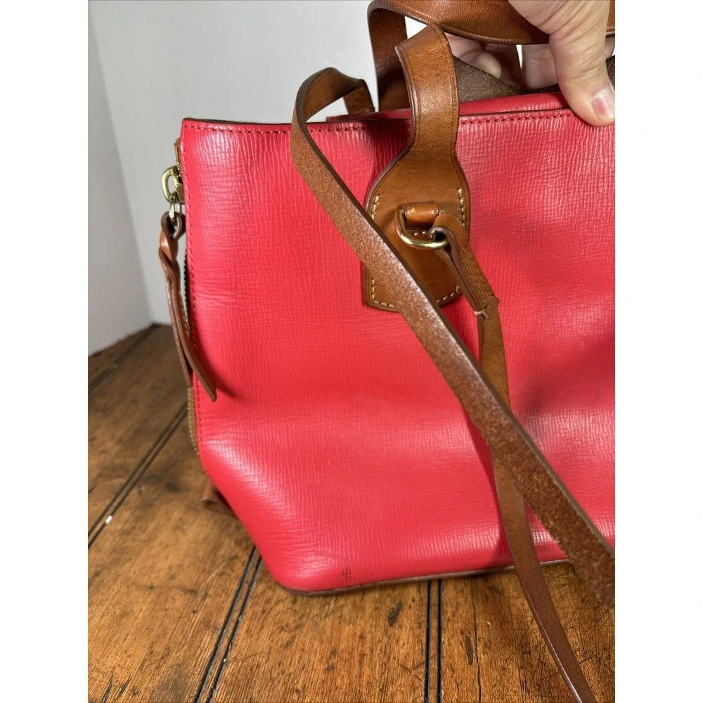 Dooney & Bourke Morgan‎ Satchel Red Handbag Saffiano Leather Shoulder W/Dust Bag